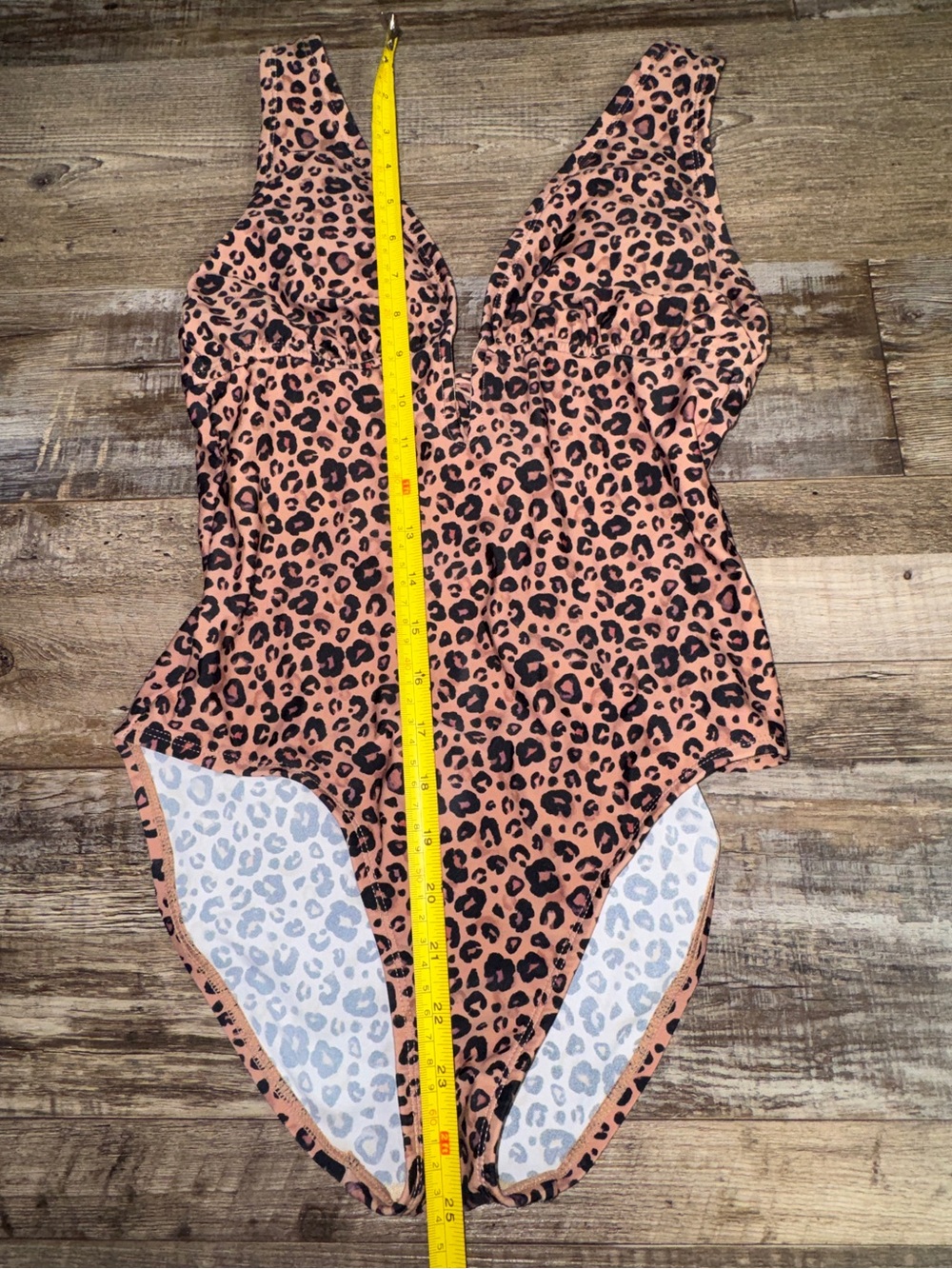 Shade & Shore Leopard One Piece Swimsuit Tummy Control Plunge Neck Small - Picture 6 of 8